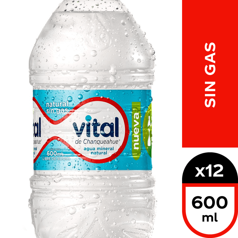 12x Agua Mineral Vital Sin Gas Botella 600cc