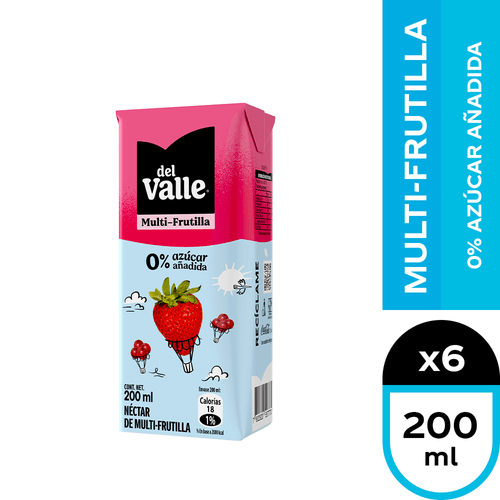 Del Valle Multi-Frutilla Sin Azúcar Añadida 6 x 200 ml