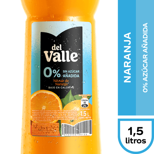 Del Valle Naranja Sin Azúcar Añadida 1,5 lt.