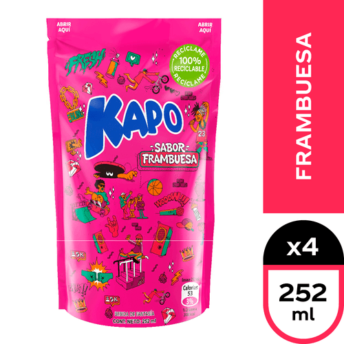 Kapo Frambuesa 4 x 252 ml.
