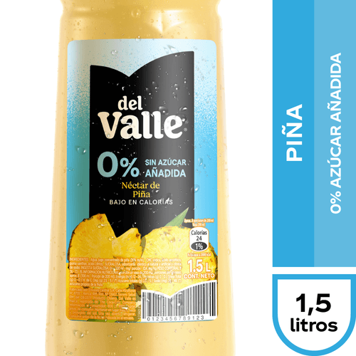 Del Valle Piña Sin Azúcar Añadida 1,5 lt