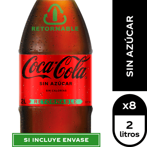 Starter Kit Coca-Cola Sin Azúcar Retornable 8 x 2,0 lt. (Incluye jaba y envases)