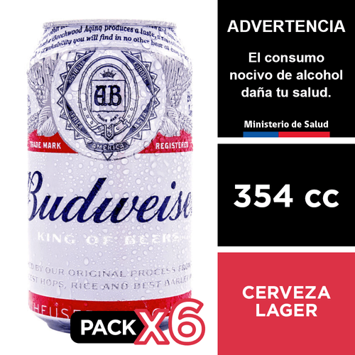 Cerveza Budweiser 5,0° 6 x 354 cc