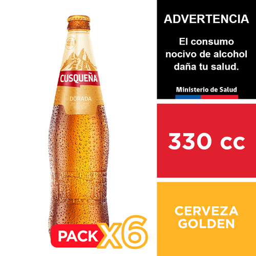 Cerveza Cusqueña Golden 4,8° 6 x 330 cc.