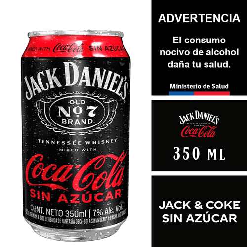 Jack & Coke Sin Azúcar 7,0° 350 ml.