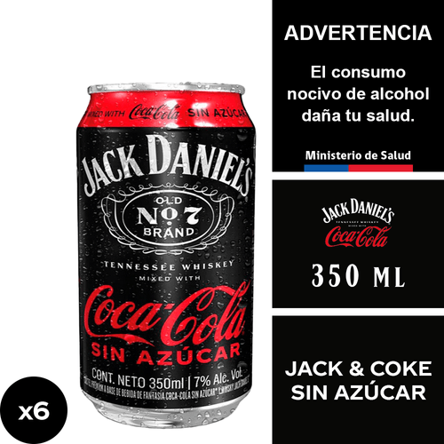 Jack & Coke Sin Azúcar 7,0° 6 x 350 ml.