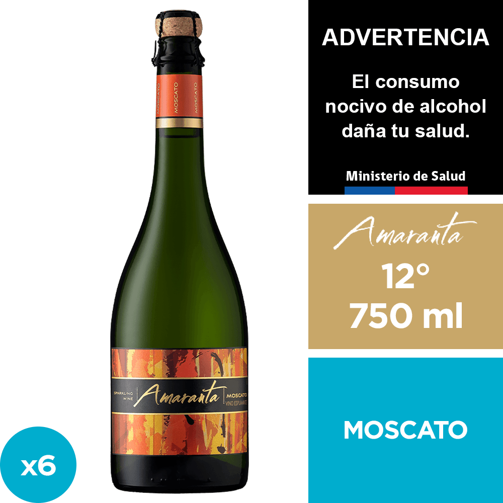 Espumante Amaranta Moscato 12° 6 x 750 ml.