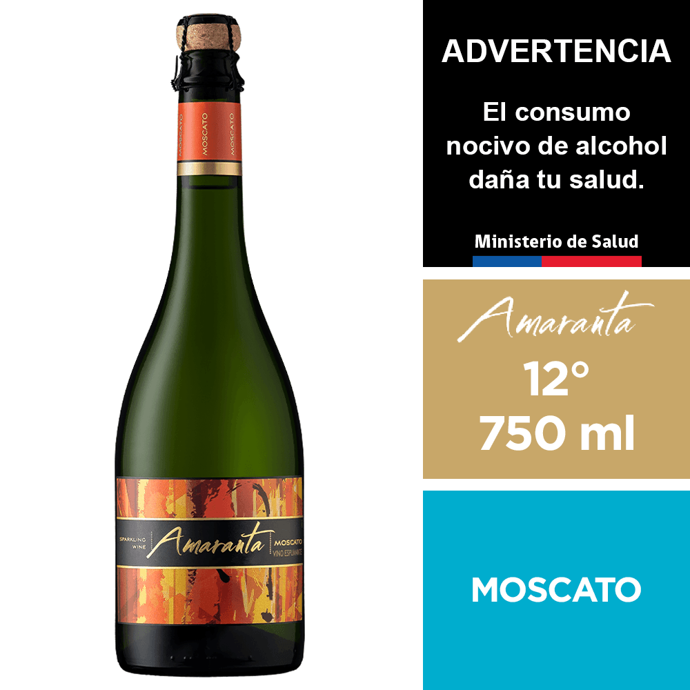 Espumante Amaranta Moscato 12° 750 ml.