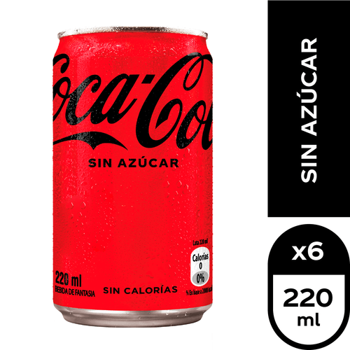 Coca-Cola Sin Azúcar 6 x 220 ml.