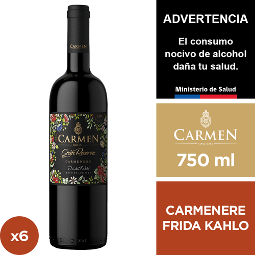 Vino Carmen Gran Reserva Frida Kahlo Carmenere 6 x 750 ml.