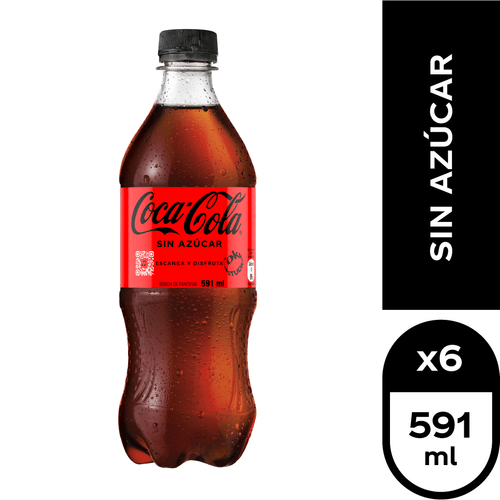 Coca-Cola Sin Azúcar 6 x 591 ml.