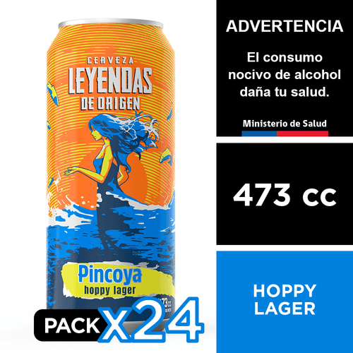 Cerveza Leyendas De Origen Pincoya Hoppy Lager 24 x 473 cc.