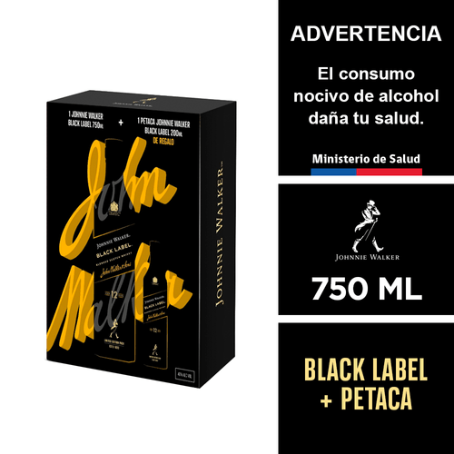 Pack Johnnie Walker Black Label 750 ml. + petaca 200 ml.