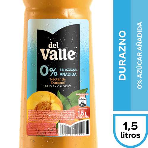 Del Valle Durazno Sin Azúcar Añadida 1,5 lt