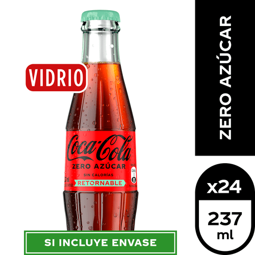 Starter Kit Coca-Cola Zero Azúcar Retornable 24 x 237 ml. (Incluye jaba y envases)