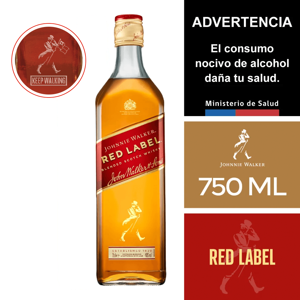 Promo Whisky Johnnie Walker Red Label 750 cc + Bebida 3 Lts Variedades