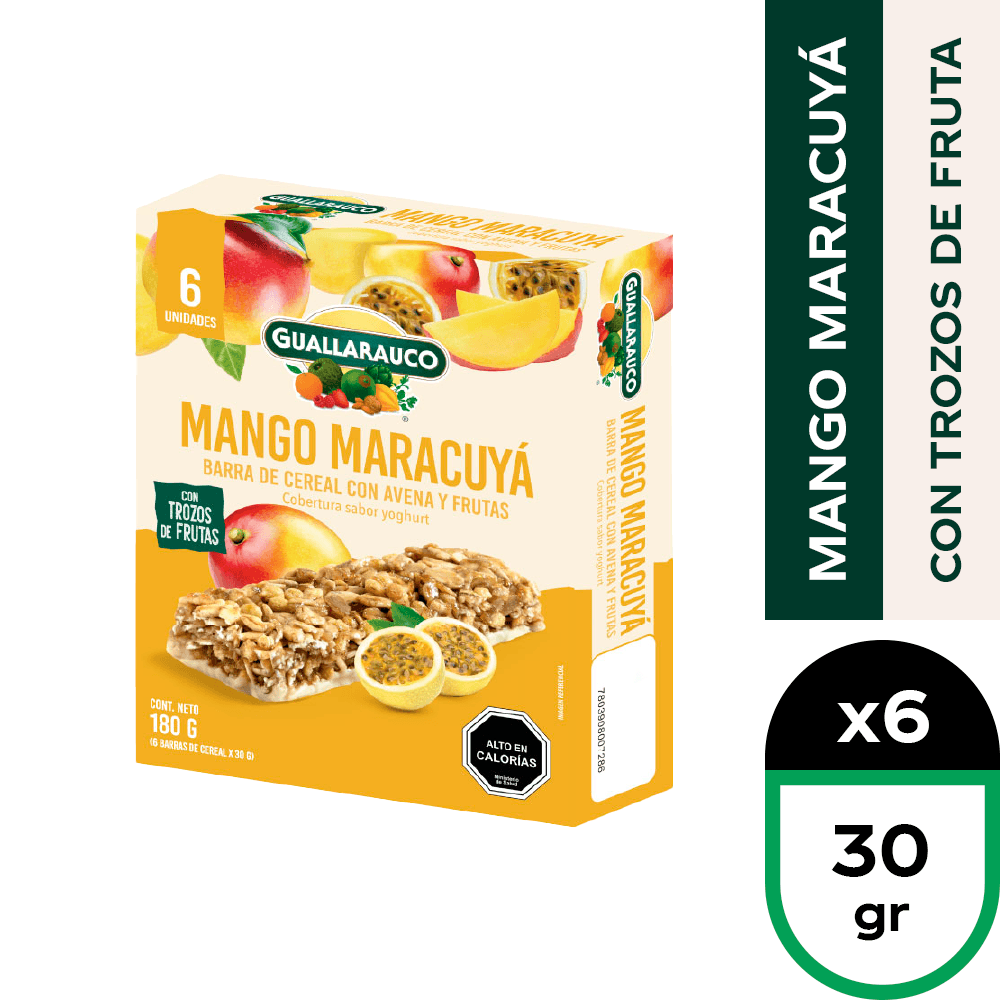Barra Cereal Guallarauco Mango Passionfruit 6 x 30 g.