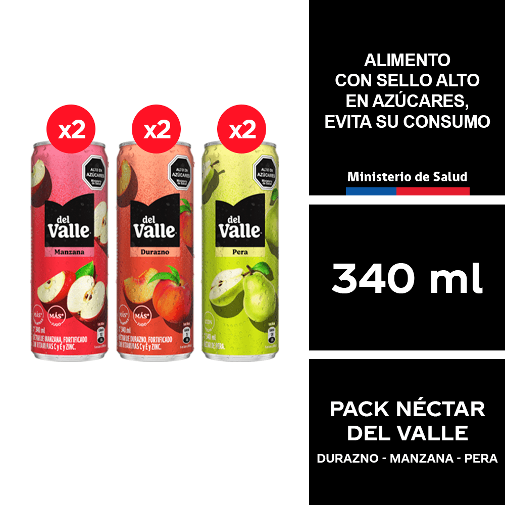 Pack Mixto Néctar del Valle 6 x 340 ml.