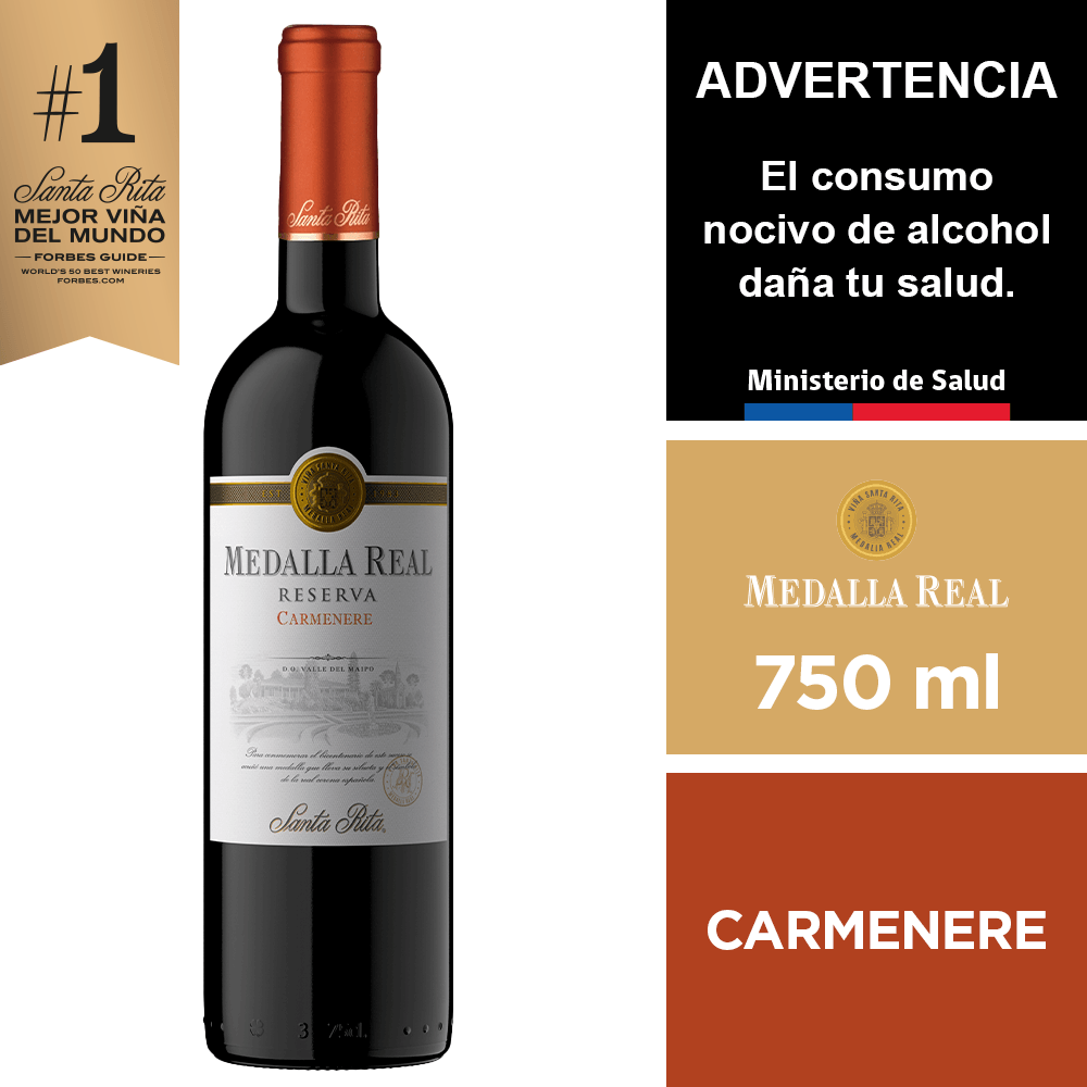 Vino Medalla Real Carmenere Reserva 750 ml.