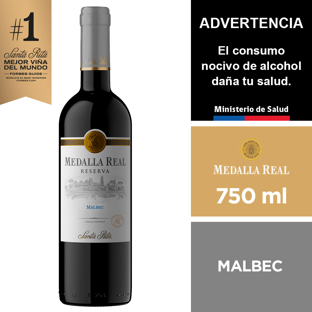 Vino Medalla Real Malbec Reserva 750 ml.