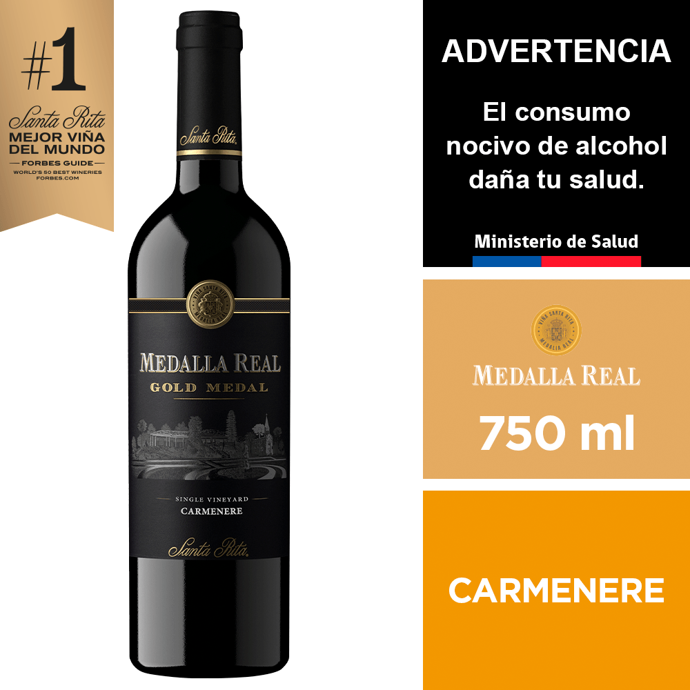 Vino Medalla Real Gold Carmenere 750 ml.