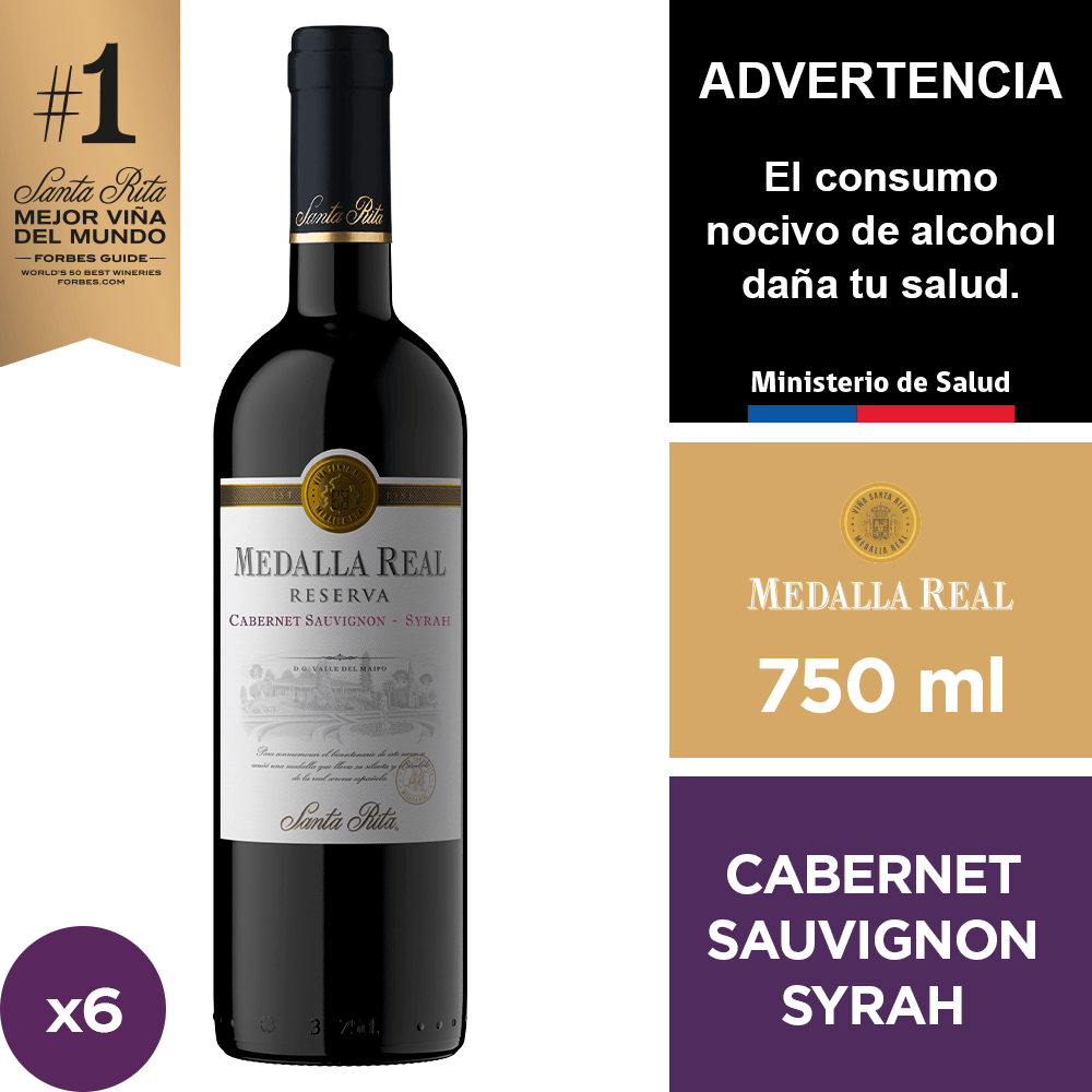 6x Vino Medalla Real Gold Medal Cabernet Sauvignon 750cc