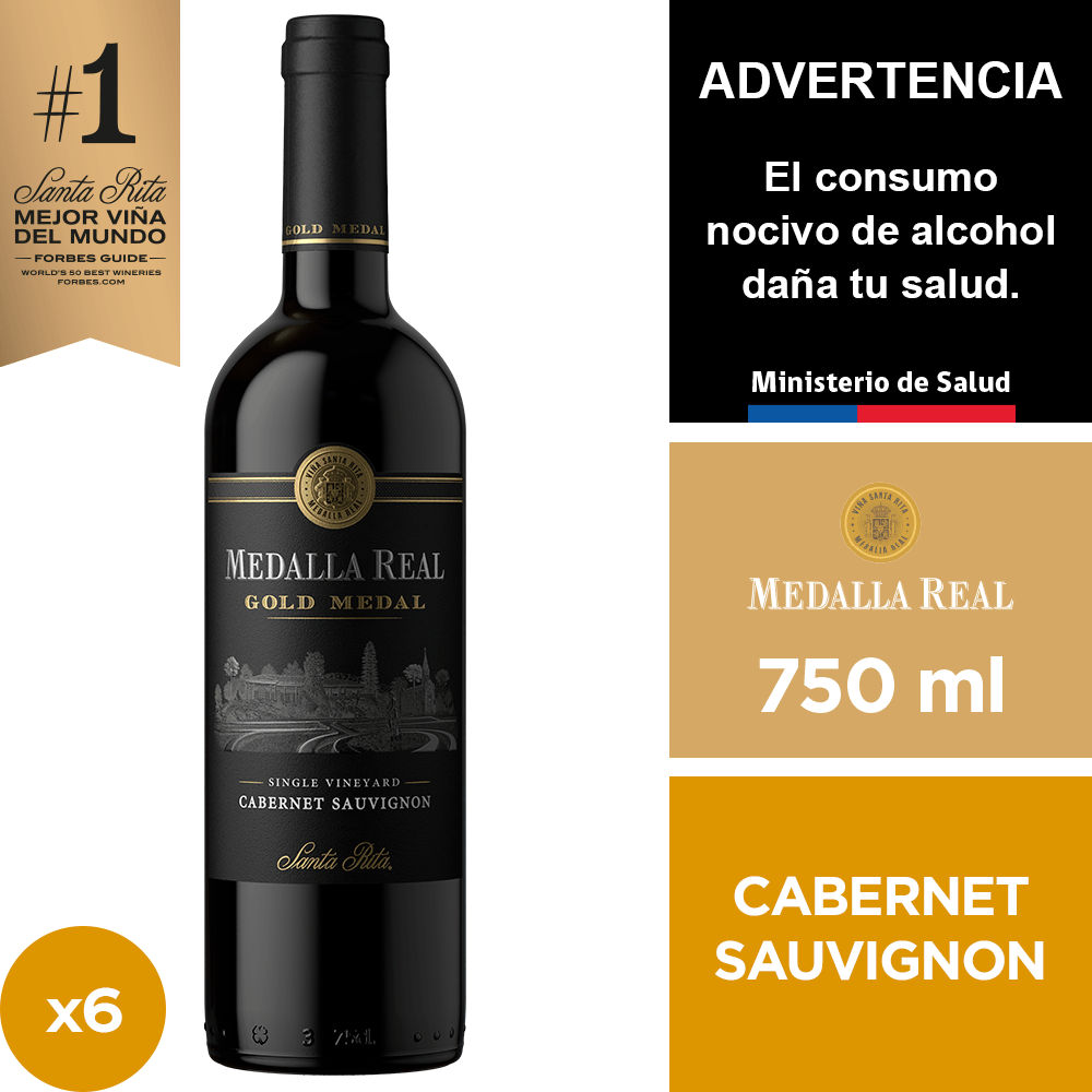 Vino Medalla Real Gold Cabernet Sauvignon 6 x 750 ml.
