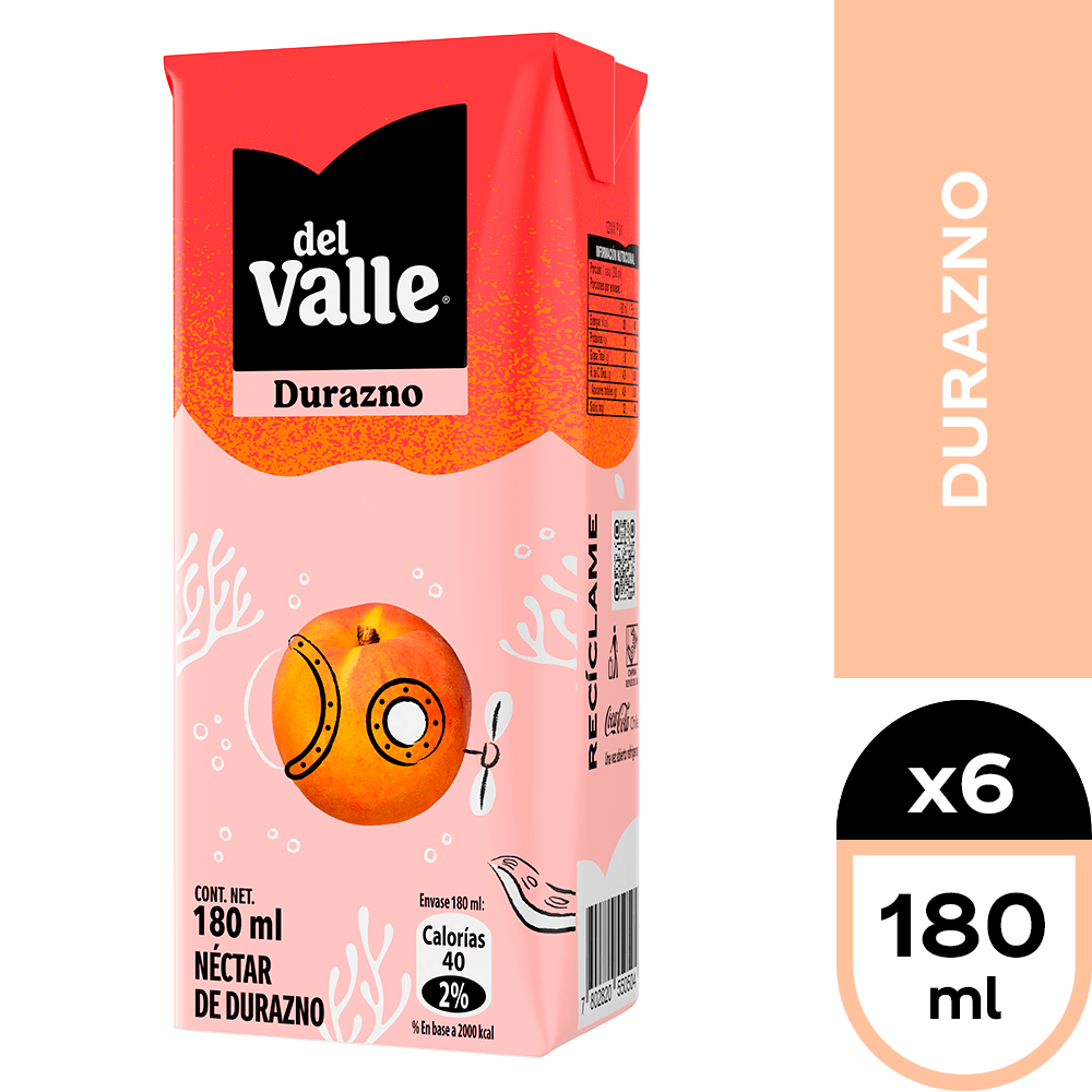 Del Valle Durazno 6 x 180 ml.