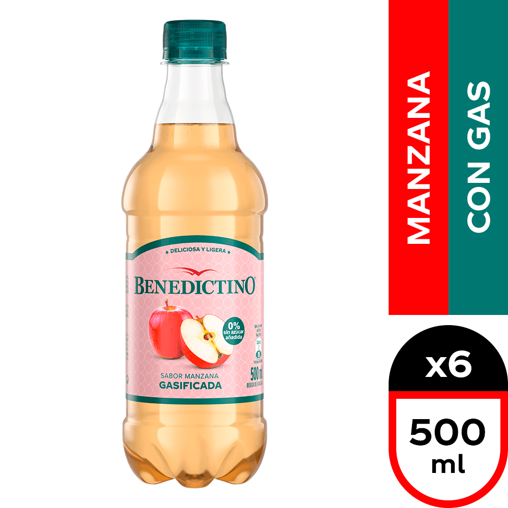Benedictino Manzana Con Gas 6 x 500 ml.