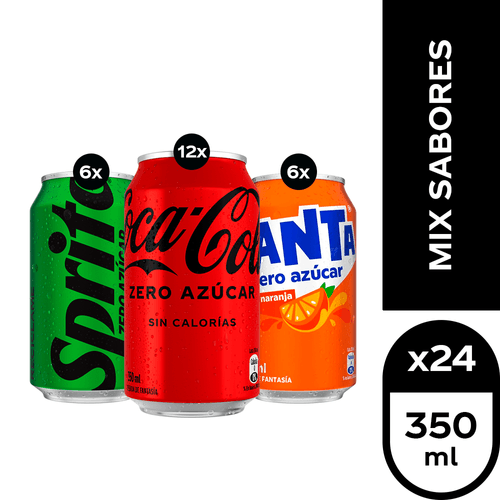 Mix Sabores Zero Azúcar 350 ml. 12 Coca-Cola + 6 Sprite + 6 Fanta