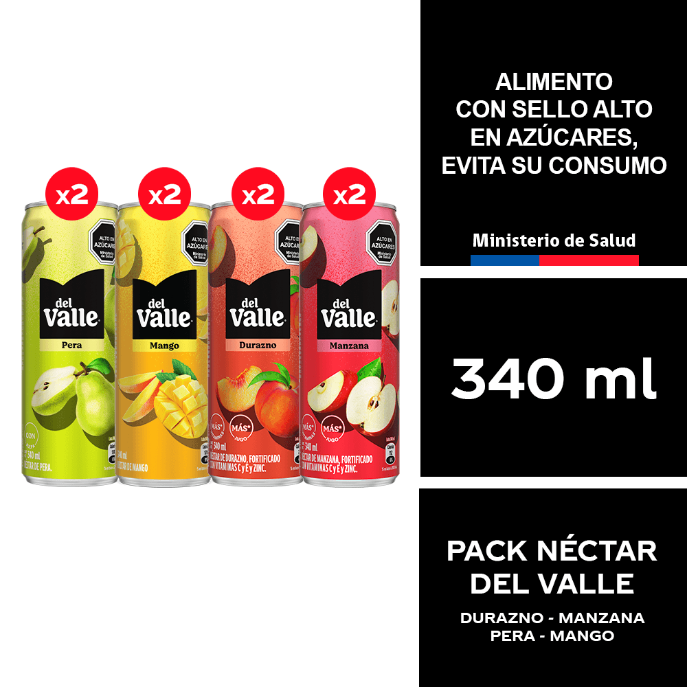 Pack Mixto Néctar del Valle 8 x 340 ml.